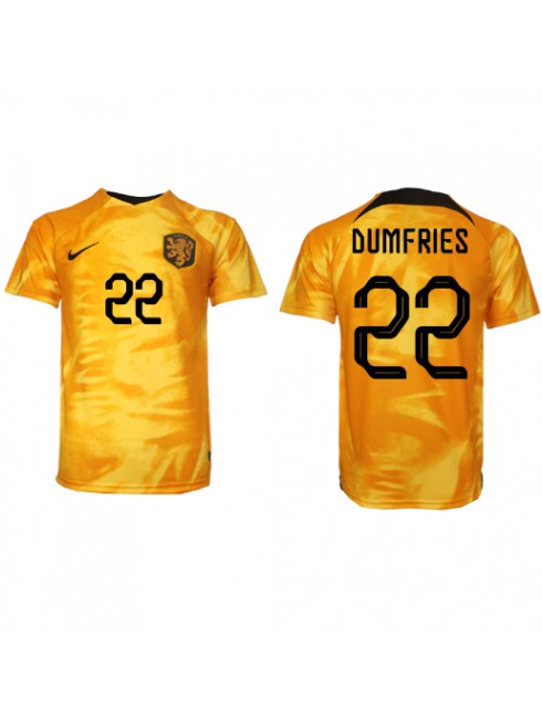 Billige Nederland Denzel Dumfries #22 Hjemmedrakt VM 2022 Kortermet